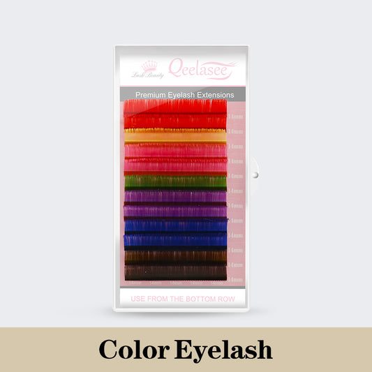 Qeelasee 8 Colors Rainbow Colored Eyelash Extension