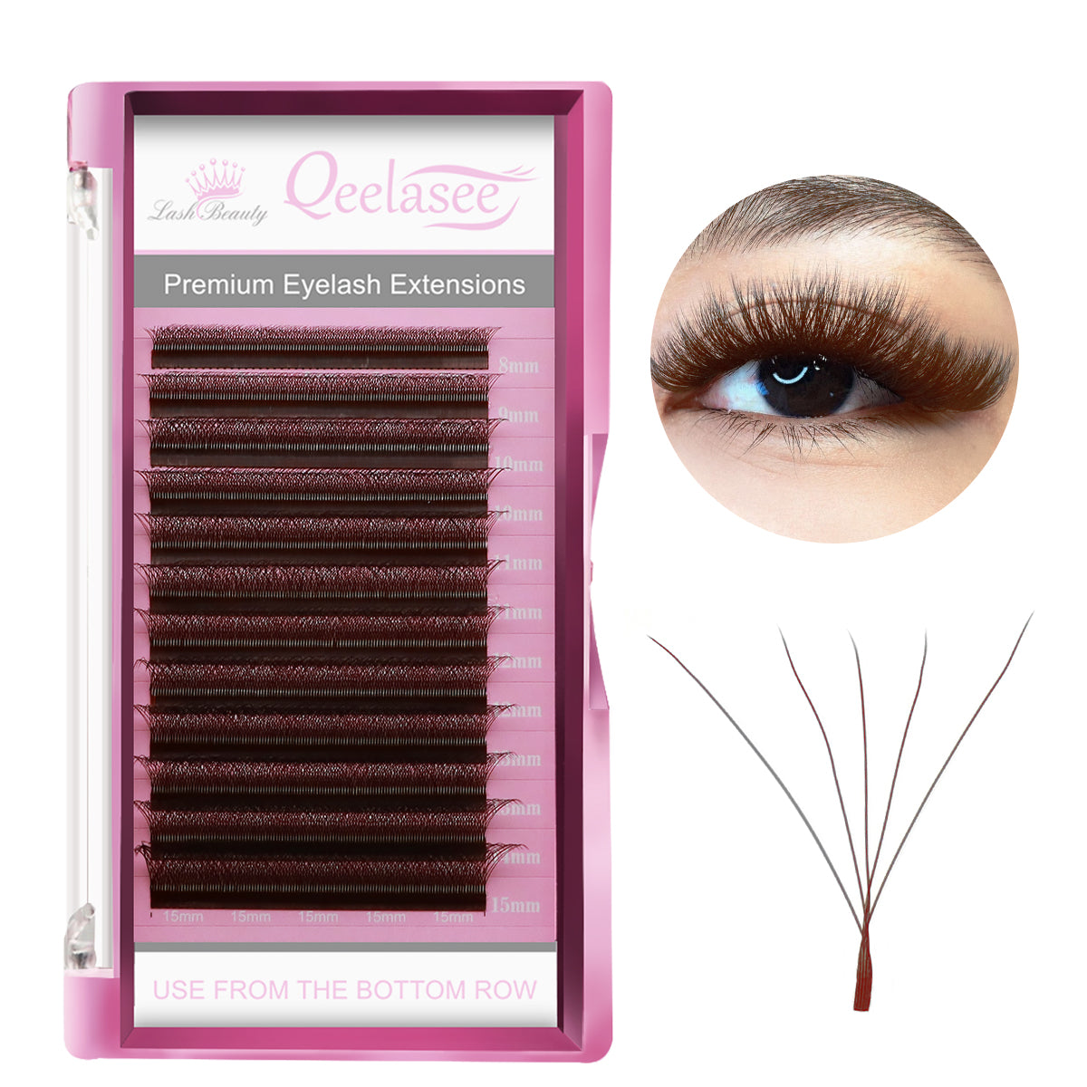 Qeelasee Brown Color 5D-W 0.07mm Eyelash Extension