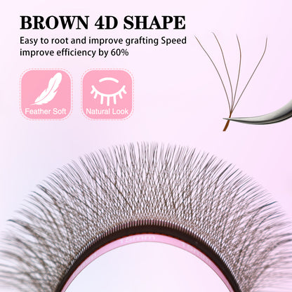 Qeelasee Brown Color 4D-W 0.07mm Eyelash Extension