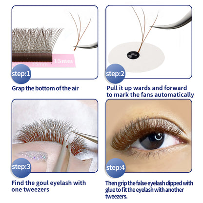 Qeelasee Brown Color 3D-W 0.07mm Eyelash Extension