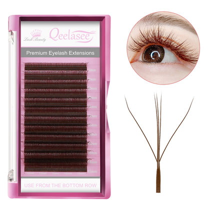 Qeelasee Dual-Core 3DW Brown Color Eyelashes