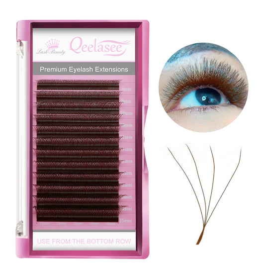 Qeelasee Brown Color 4D-W 0.07mm Eyelash Extension