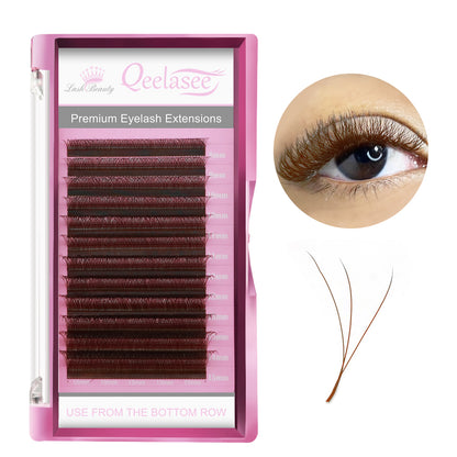 Qeelasee Brown Color 3D-W 0.07mm Eyelash Extension